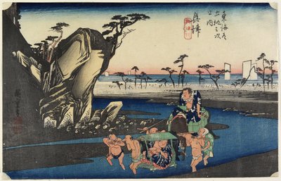 Okitsu-rivier bij Okitsu, ca. 1833 door Utagawa Hiroshige