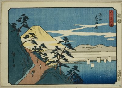 Satta Peak in de Provincie Suruga (Suruga Satta mine), uit de serie "Zesendertig Zichten op de Berg Fuji (Fuji sanjurokkei)" door Utagawa Hiroshige