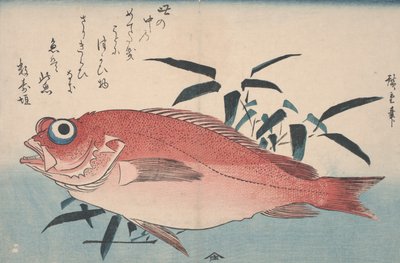 Zeebrasem en Bamboegras, 1840 door Utagawa Hiroshige