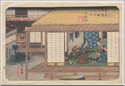 Shimosuwa, uit de serie Negenenzestig stations van de Kisokaidō door Utagawa Hiroshige