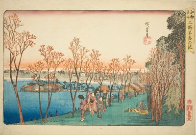 Shinobazu Vijver in Ueno, uit de serie "Beroemde Plaatsen in Edo" door Utagawa Hiroshige