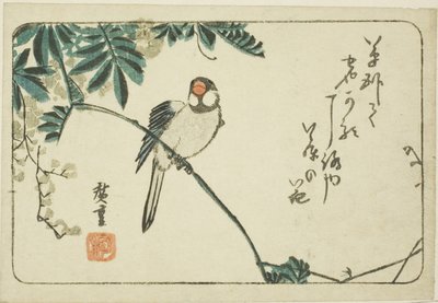 Mus en blauwe regen door Utagawa Hiroshige