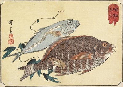 Gestreepte Snapper en Paardmakreel, begin 19e eeuw door Utagawa Hiroshige