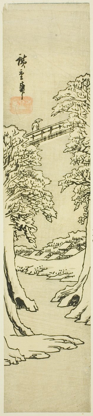 De Apenbrug in de Winter door Utagawa Hiroshige