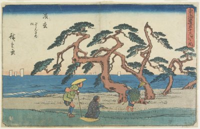 Het dennenveld in Hamamatsu door Utagawa Hiroshige