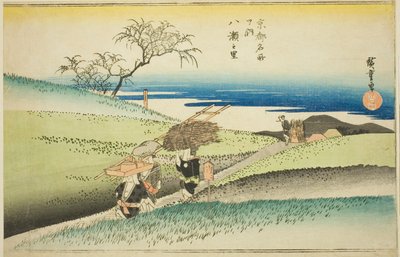 Het Dorp Yase (Yase no sato), uit de serie "Beroemde Plaatsen in Kyoto (Kyoto meisho no uchi)" door Utagawa Hiroshige