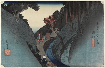 Utsu Berg, Okabe, ca. 1833 door Utagawa Hiroshige