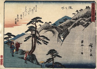 Uitzicht op de Fudesute Berg in Sakanoshita, 1837-1844 door Utagawa Hiroshige