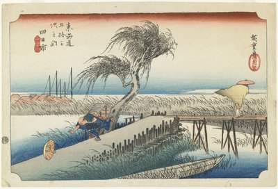 Yokkaichi--Mie Rivier, c.1833 door Utagawa Hiroshige
