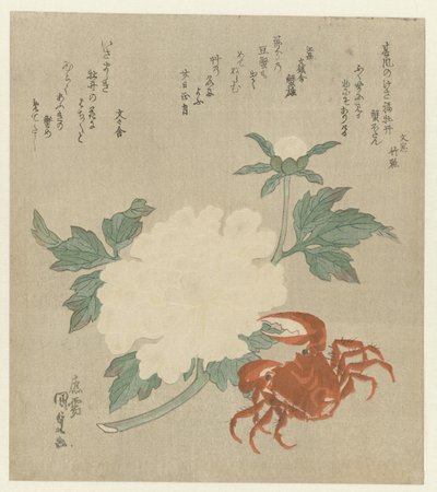Pioenroos met krab door Utagawa Kunisada (I)
