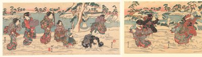 Sneeuwballen gooien door Utagawa Kunisada (I)