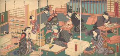 Ambachtslieden, uit de serie Een moderne parodie op de vier klassen, 19e eeuw door Utagawa Kunisada