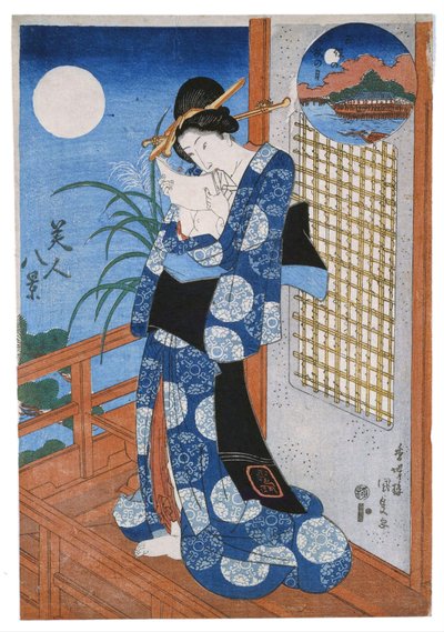 Herfstmaan boven Miho door Utagawa Kunisada