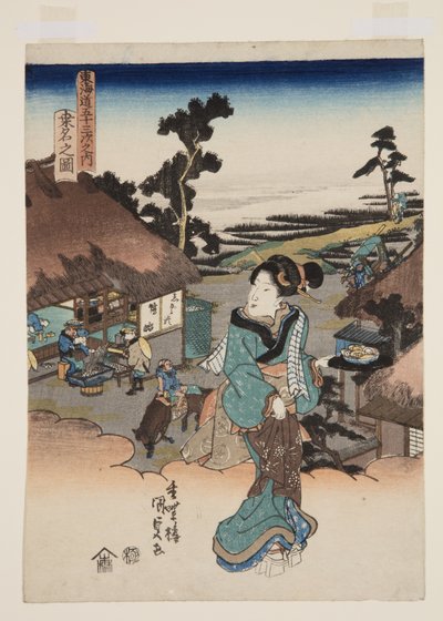 Uitzicht op Kuwana door Utagawa Kunisada