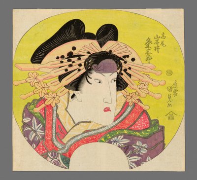 Iwai Kumesaburo II als de courtisane Takao in Banzei Okuni Kabuki door Utagawa Kunisada II