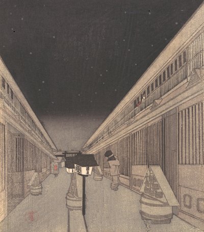 Hoofdstraat van de Yoshiwara op een sterrennacht door Utagawa Kunisada II