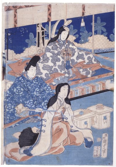 Lente verwelkomen met een bloemenbijeenkomst (Hana Soroi Haru No Taimen) door Utagawa Kunisada II