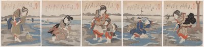 Vijf Beelden van Eb door Utagawa Kuniyoshi