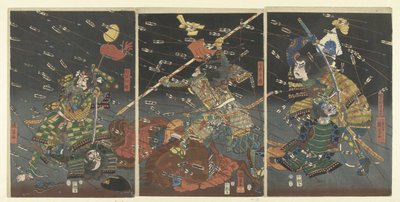 De laatste aanval van de Kusunoki te Shijonawate door Utagawa Kuniyoshi