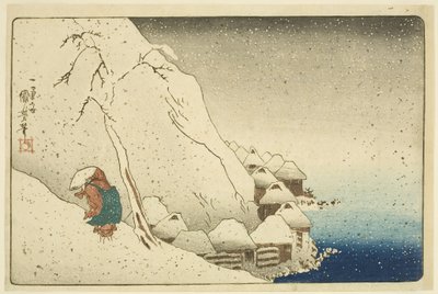 Nichiren in de Sneeuw bij Tsukahara op Sado Eiland door Utagawa Kuniyoshi