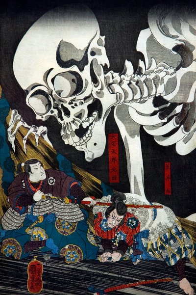 Prinses Takiyasha roept een monsterlijk skelet specter op in het oude paleis in Sōma, ca.1845-46 door Utagawa Kuniyoshi
