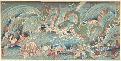 Het terughalen van het gestolen juweel uit het paleis van de Drakenkoning door Utagawa Kuniyoshi
