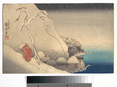 Reizen tijdens een sneeuwstorm door Utagawa Kuniyoshi