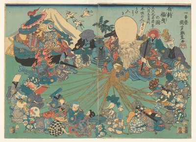 Trekken van een juiste lot door Utagawa Kuniyoshi
