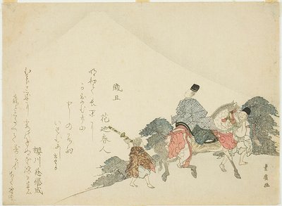 Staren naar Mt. Fuji op het paard door Utagawa Toyohiro