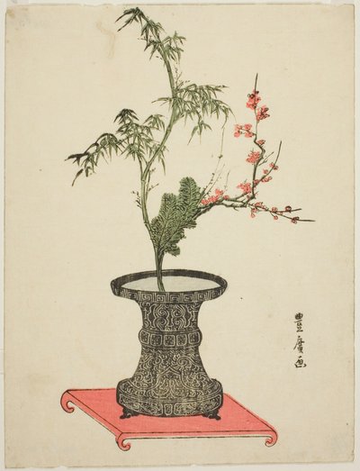“Drie vrienden” ikebana door Utagawa Toyohiro