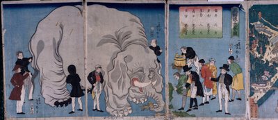 Buitenlanders met een Olifant door Utagawa Yoshitora
