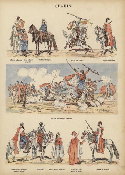 Spahis, koloniale soldaten van het Franse leger door Victor Armand Poirson