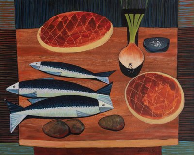 Stilleven met brood en vis, 2020 door Vadym Vaskovsky
