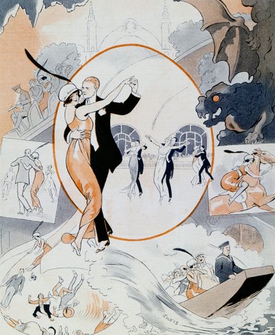 Dansscène, uit tijdschrift La Vie Parisienne, Frankrijk door Vald