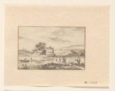 Landschap met boerderij door Valentijn (possibly)