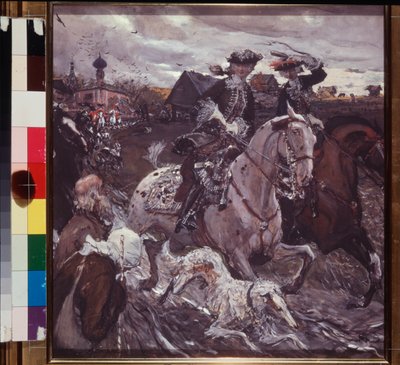 De rit van tsaar Peter II en prinses Elisabeth door Valentin Aleksandrovich Serov