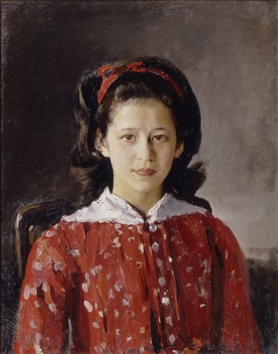 Portret van Lyudmila Anatolyevna Mamontova 1874-1937, 1884 door Valentin Aleksandrovich Serov