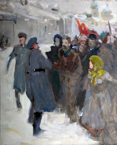 Revolutionaire Demonstratie, 1906 door Valentin Alexandrovich Serov