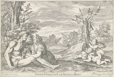 Liefdespaar in een landschap door Valentin Lefebvre