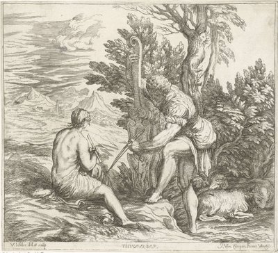Musicerend gezelschap in de buitenlucht door Valentin Lefebvre