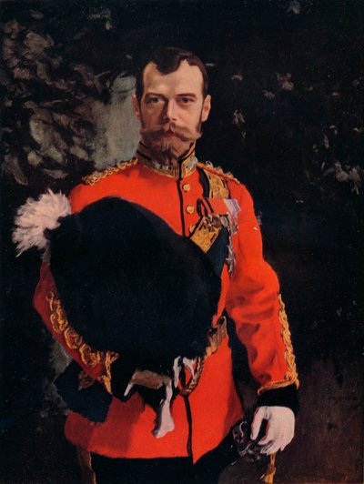 Zijne Majesteit de Keizer Nicolaas II. Kolonel-in-Chief van de Royal Scots Greys, 1902 door Valentin Serov