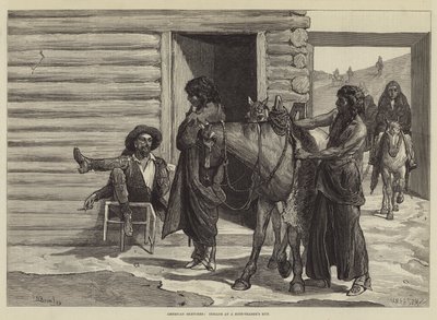 Amerikaanse Schetsen, Indianen bij een Huidenhandelaarshut door Valentine Walter Lewis Bromley