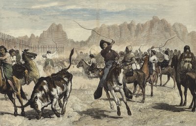 Vee naar een kraal drijven, Nebraska door Valentine Walter Lewis Bromley