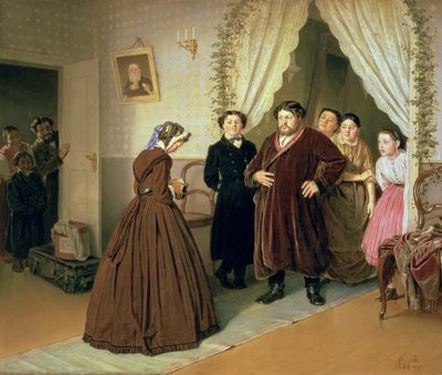 De gouvernante arriveert bij het huis van de koopman, 1866 door Vasili Grigorevich Perov