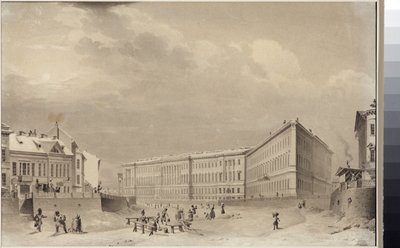 Sint-Petersburg. Het Generale Stafgebouw aan de Moika rivier, door Sadovnikov, Vasily Semyonovich (1800-1879). Aquarel op papier, voor 1833 door Vasili Semenovich Sadovnikov