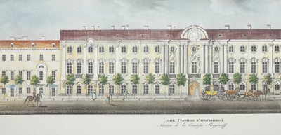 Het Stroganov-paleis uit het panorama van de Nevsky Prospekt door Vasili Semenovich Sadovnikov
