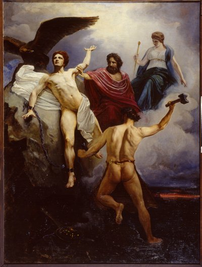 Vulcanus ketent Prometheus door Vasili Yevmenievich Savinsky