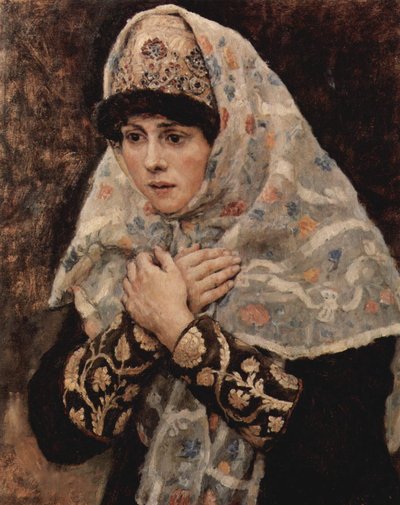 Boyar meisje met gekruiste armen door Vasily Surikov