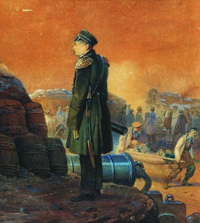 Admiraal Pavel Nakhimov op het bastion, 1855 door Georg Wilhelm Timm