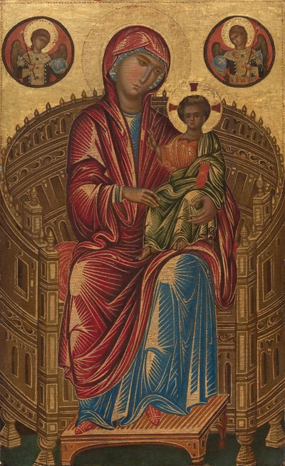 Madonna met kind op een gebogen troon, ca. 1260-1280 (tempera op lindepaneel) door Veneto-Byzantine School